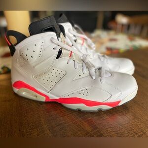 AIR JORDAN VI 6 RETRO USED SIZE 13 WHITE INFRARED BLACK 384664 123